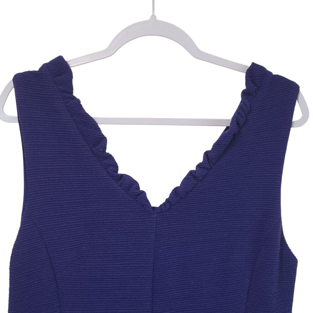 Maeve Ruffled Ottomon Mini Dress XL Ribbed Knit V-Neck Sleeveless Anthropology - Picture 6 of 8
